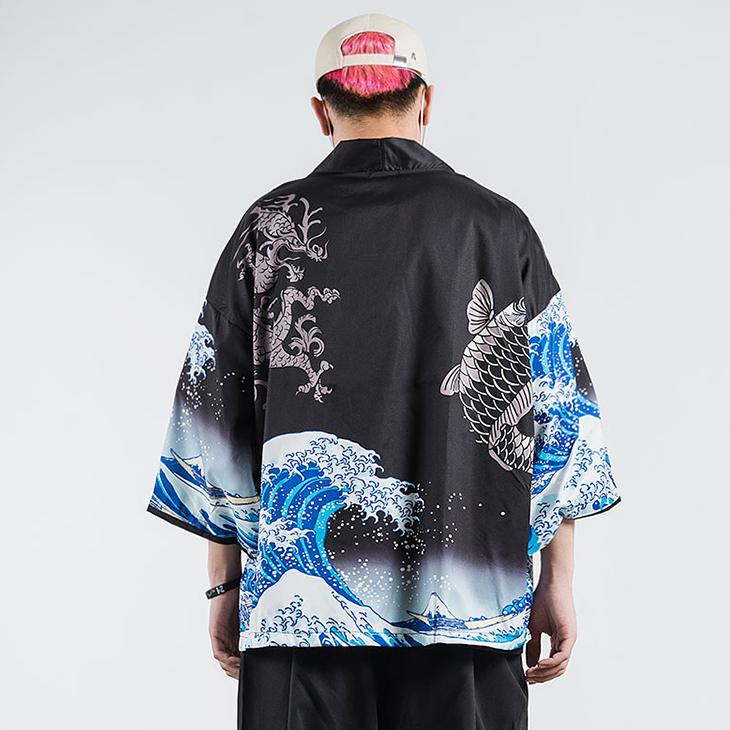 Chemise Japonaise Kimono "Kanagawa"