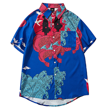 Chemise Japonaise Homme Bleu