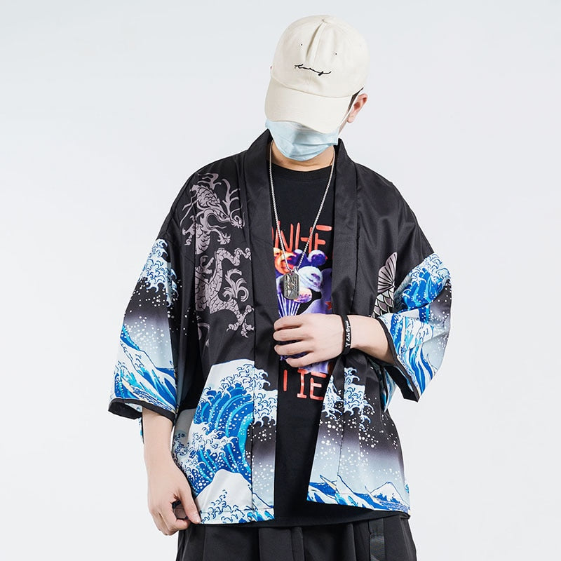 Chemise Japonaise Kimono "Kanagawa"